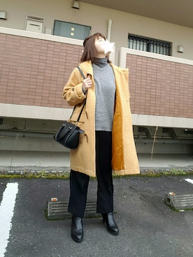 「アイテム（ダッフルコート、オレンジ系）」を使った、るりさん（レディース・155cm）の冬コーディネート