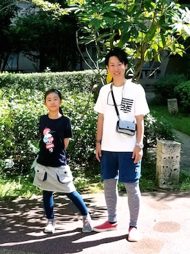 「CHUMS（チャムス）のアイテム（スカート）」を使った、毛玉仙人さん（メンズ・169cm）の夏コーディネート