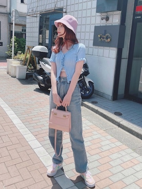 「GRL（グレイル）のアイテム（デニムパンツ）」を使った、moさん（レディース・162cm）の春コーディネート