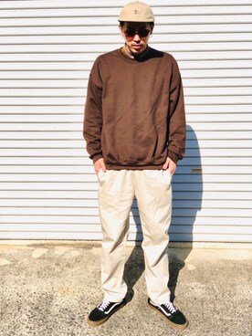 「アイテム（スウェット）」を使った、カズンコさん（メンズ・180cm・30代）の春コーディネート