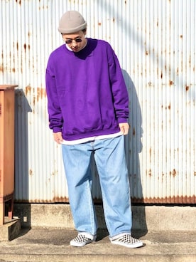 「アイテム（スウェット）」を使った、カズンコさん（メンズ・180cm・30代）の冬コーディネート