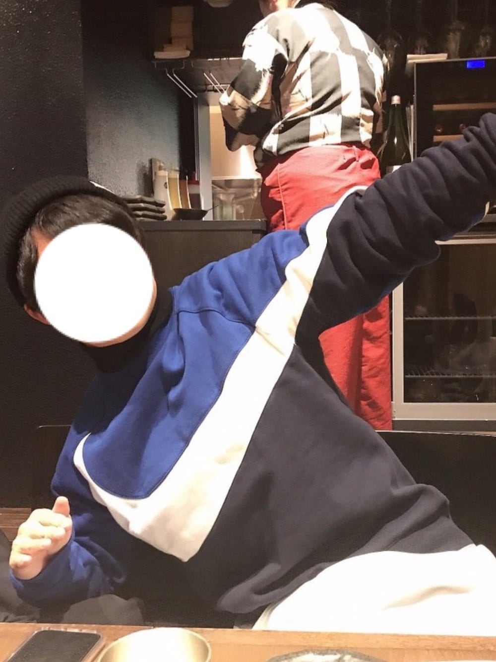 「ストリートMIX、春、春コーデ、オーバーサイズ、スウェット、NIKE」｜「RED KAPの【RED KAP】【WEB限定】ニットキャップ（ニットキャップ/ビーニー、ブラック系）」を使った、sakotsuさん（メンズ・168cm）の冬コーディネートの1枚目の写真