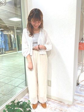 「Crisp（クリスプ）のレースリブタンク（タンクトップ）」を使った、akaneさん（レディース・153cm）の春コーディネート