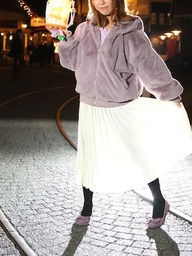 「ラベンダー」｜「アイテム（ブルゾン）」を使った、市川江美さん（レディース・157cm）の秋コーディネート