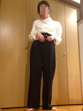 「SNIDEL（スナイデル）のアイテム（その他パンツ、ブラック系）」を使った、REINA.さん（レディース・159cm）の春コーディネート