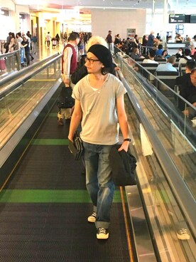 「アイテム（クラッチバッグ）」を使った、中年アシベさん（メンズ・170cm・30代）の秋コーディネート