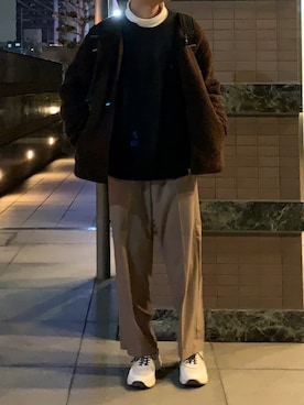 「UNIQLO（ユニクロ）のタートルネックT（長袖）（Tシャツ/カットソー）」を使った、なりゅーさん（メンズ・177cm）の冬コーディネート