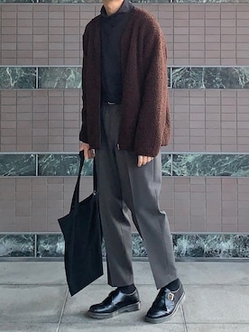 「UNIQLO（ユニクロ）のタートルネックT（長袖）（Tシャツ/カットソー）」を使った、なりゅーさん（メンズ・177cm）の冬コーディネート