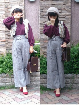 「ベレ女」｜こうめさん（レディース・155cm）の秋コーディネート