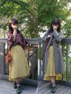 「Doシンプル部」｜「アイテム（トレンチコート）」を使った、こうめさん（レディース・155cm）の秋コーディネート