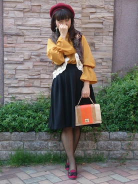 「axes femme（アクシーズファム）のアイテム（ベスト）」を使った、こうめさん（レディース・155cm）の秋コーディネート