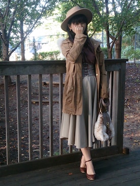 「31 Sons de mode（トランテアン　ソン　ドゥ　モード）のアイテム（モッズコート）」を使った、こうめさん（レディース・155cm）の秋コーディネート