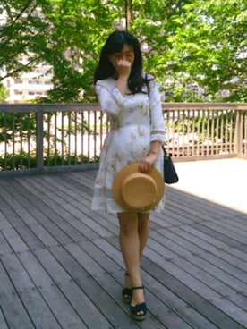 「Supreme.La.La.（シュープリームララ）のアイテム（ワンピース/ドレス）」を使った、こうめさん（レディース・155cm）の夏コーディネート