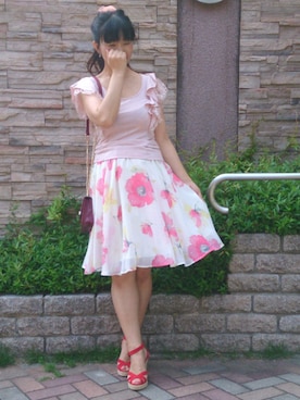 「Supreme.La.La.（シュープリームララ）のアイテム（ワンピース/ドレス）」を使った、こうめさん（レディース・155cm）の夏コーディネート
