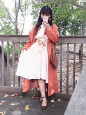 「Marblee（マー ブリー）のアイテム（ジャケット/アウター）」を使った、こうめさん（レディース・155cm）の秋コーディネート