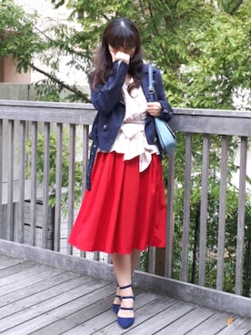 「カシュクール」｜「アイテム（ライダースジャケット）」を使った、こうめさん（レディース・155cm）の秋コーディネート