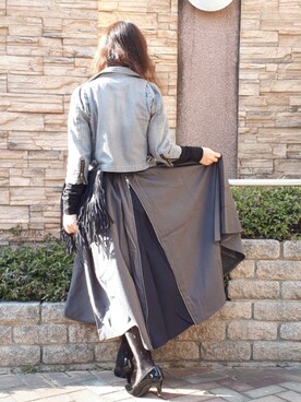 「DEICY（デイシー）のアイテム（ライダースジャケット）」を使った、こうめさん（レディース・155cm）の春コーディネート