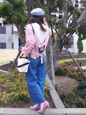 「Honeys（ハニーズ）のアイテム（キャスケット）」を使った、こうめさん（レディース・155cm）の春コーディネート