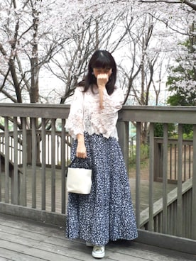 「ピンク×ネイビー」｜「アイテム（その他）」を使った、こうめさん（レディース・155cm）の春コーディネート