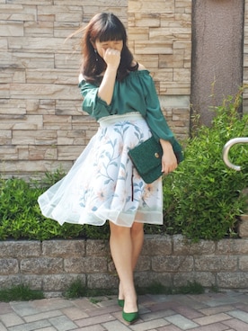 「チャイハネ（チャイハネ）のアイテム（クラッチバッグ）」を使った、こうめさん（レディース・155cm）の夏コーディネート