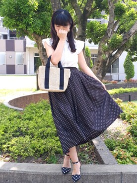 「Supreme.La.La.（シュープリームララ）のアイテム（トップス）」を使った、こうめさん（レディース・155cm）の夏コーディネート