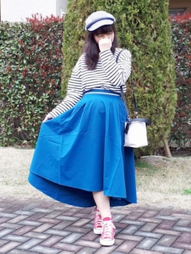 「Honeys（ハニーズ）のアイテム（キャスケット）」を使った、こうめさん（レディース・155cm）の春コーディネート