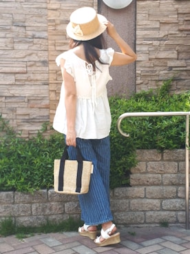 「Doシンプル部」｜「アイテム（帽子）」を使った、こうめさん（レディース・155cm）の夏コーディネート