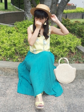 「Supreme.La.La.（シュープリームララ）のアイテム（ワンピース/ドレス）」を使った、こうめさん（レディース・155cm）の夏コーディネート