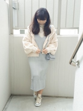「爽やかコーデ」｜「アイテム（オールインワン・サロペット）」を使った、こうめさん（レディース・155cm）の冬コーディネート