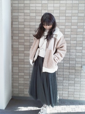 「KANGOL（カンゴール）のアイテム（ジャケット/アウター）」を使った、こうめさん（レディース・155cm）の冬コーディネート