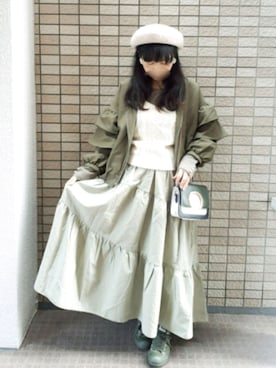 「パワショル」｜「アイテム（ブルゾン）」を使った、こうめさん（レディース・155cm）の春コーディネート