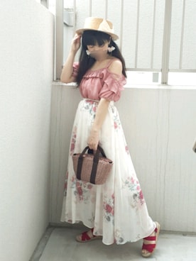 「Supreme.La.La.（シュープリームララ）のアイテム（トップス）」を使った、こうめさん（レディース・155cm）の夏コーディネート