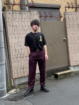 「UNIQLO（ユニクロ）のアイテム（Tシャツ/カットソー、ブラック系）」を使った、yokokoさん（メンズ・171cm）の秋コーディネート