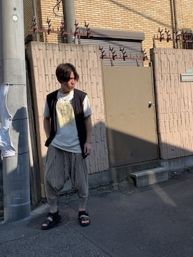 「STUDIOUS（ステュディオス）のアイテム（サンダル）」を使った、yokokoさん（メンズ・171cm）の秋コーディネート