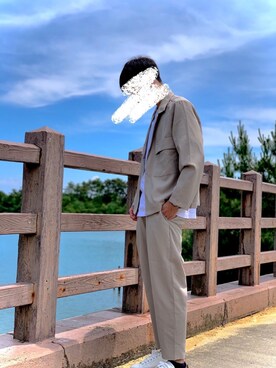 「INHERIT（インヘリット）のアイテム（パンツ）」を使った、Nさん（メンズ・181cm）の春コーディネート