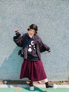 「PUNYUS（プニュズ）のアイテム（その他アウター）」を使った、NiNoさん（レディース・153cm）の秋コーディネート