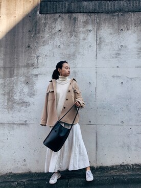 「ゆったりシルエット」｜「アイテム（ジャケット/アウター）」を使った、TONKOさん（レディース・166cm）の冬コーディネート