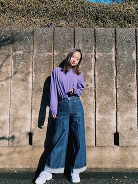 「ムラサキコーデ」｜TONKOさん（レディース・166cm）の冬コーディネート