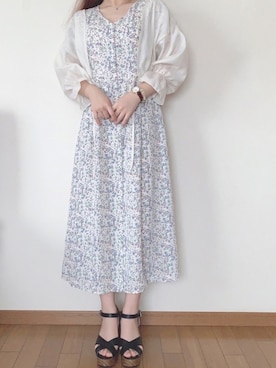 「GRL（グレイル）の光沢シフォンカーディガン（カーディガン/ボレロ）」を使った、maruuさん（レディース・151cm）の春コーディネート