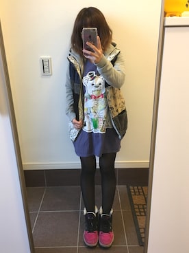 「ScoLar（スカラー）のアイテム（その他アウター）」を使った、まゆごんさん（レディース・143cm）の冬コーディネート