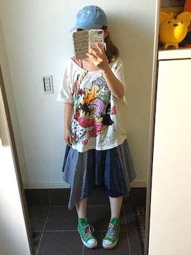 「ScoLar（スカラー）のアイテム（帽子）」を使った、まゆごんさん（レディース・143cm）の夏コーディネート