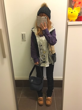 「ScoLar（スカラー）のアイテム（その他アウター）」を使った、まゆごんさん（レディース・143cm）の秋コーディネート