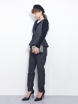 「Accessorize（アクセサライズ）のアイテム（クラッチバッグ）」を使った、ayumi  sato さん（レディース・155cm）の冬コーディネート