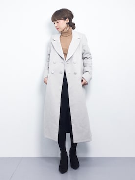 「SPIRALGIRL（スパイラルガール）のアイテム（チェスターコート）」を使った、ayumi  sato さん（レディース・155cm）の冬コーディネート