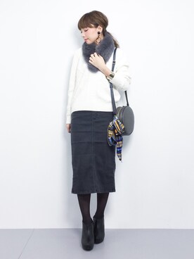 ayumi  sato さんの「裏起毛EASYデニムタイトスカート」を使ったコーディネート