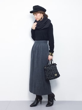 「ILIMA（イリマ）のアイテム（ブーティ）」を使った、ayumi  sato さん（レディース・155cm）の冬コーディネート