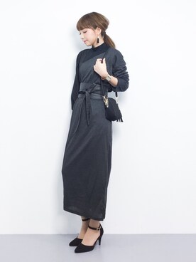 「SESTO（セスト）のアンクルストラップのポインテッドトゥパンプス（パンプス）」を使った、ayumi  sato さん（レディース・155cm）の冬コーディネート