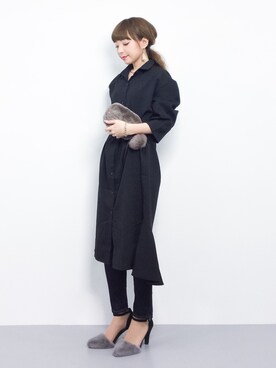 「GOUT COMMUN（グーコミューン）のアイテム（ショルダーバッグ）」を使った、ayumi  sato さん（レディース・155cm）の冬コーディネート