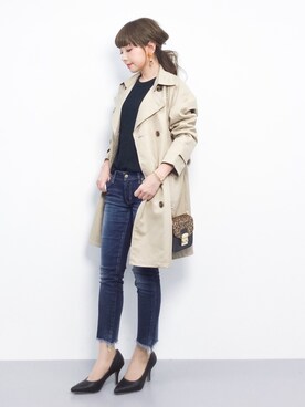 「coca（coca）（コカ）のアイテム（トレンチコート）」を使った、ayumi  sato さん（レディース・155cm）の春コーディネート