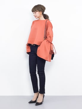 「アイテム（その他トップス、ブラウン系）」を使った、ayumi  sato さん（レディース・155cm）の春コーディネート